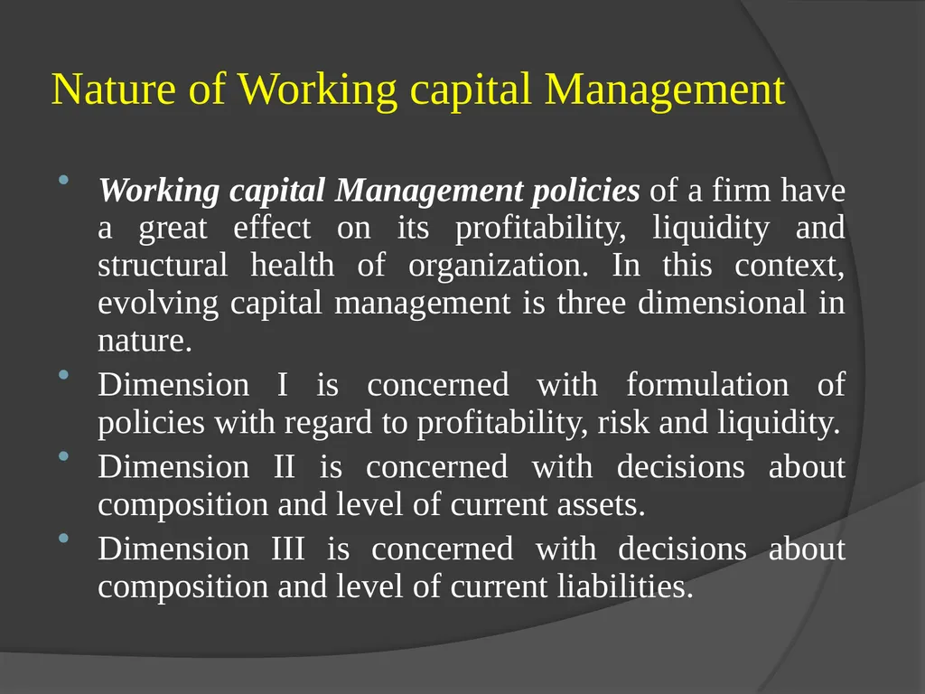 Presentation on Working Capital Management for - slide 21 of 26