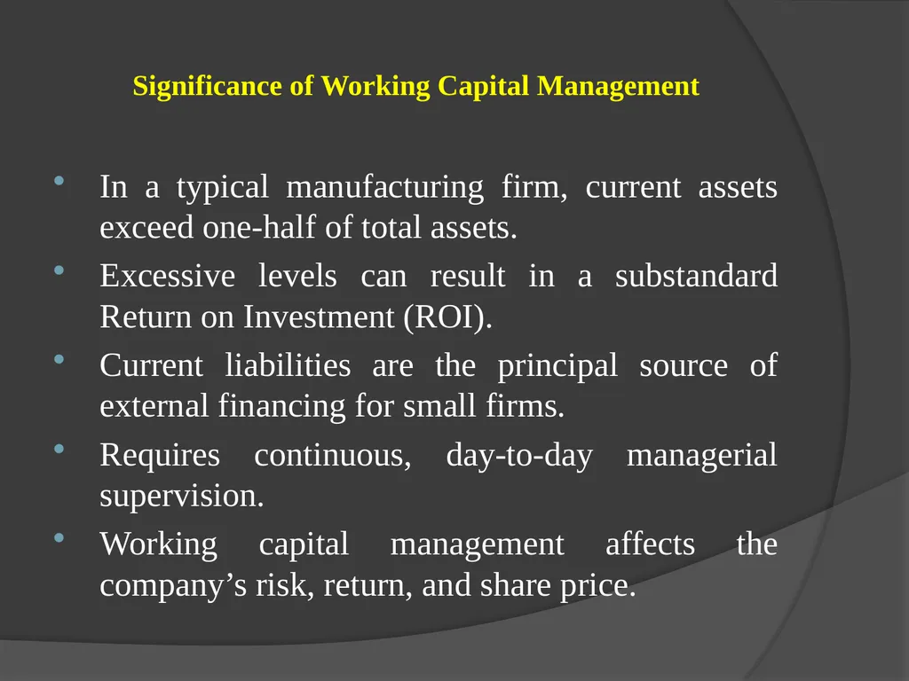 Presentation on Working Capital Management for - slide 9 of 26