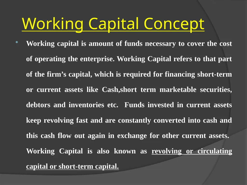 Presentation on Working Capital Management for - slide 3 of 26