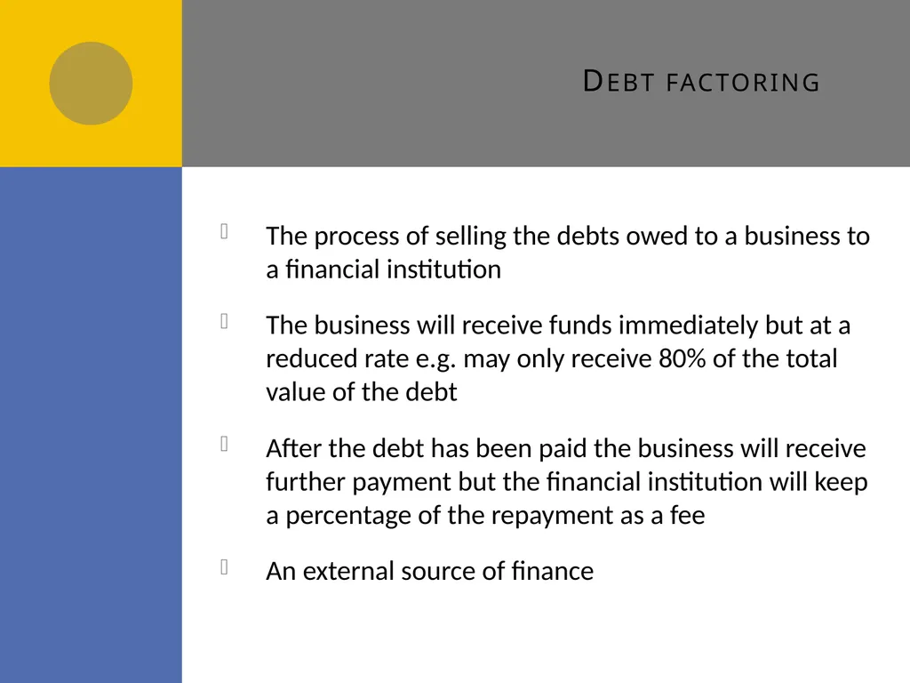 Sources of Finance D1 Sources of finance How many - slide 20 of 31