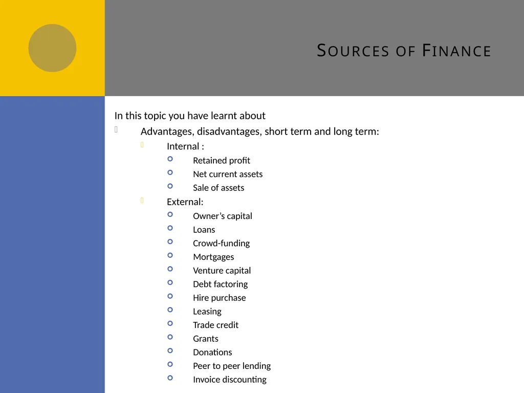 Sources of Finance D1 Sources of finance How many - slide 31 of 31