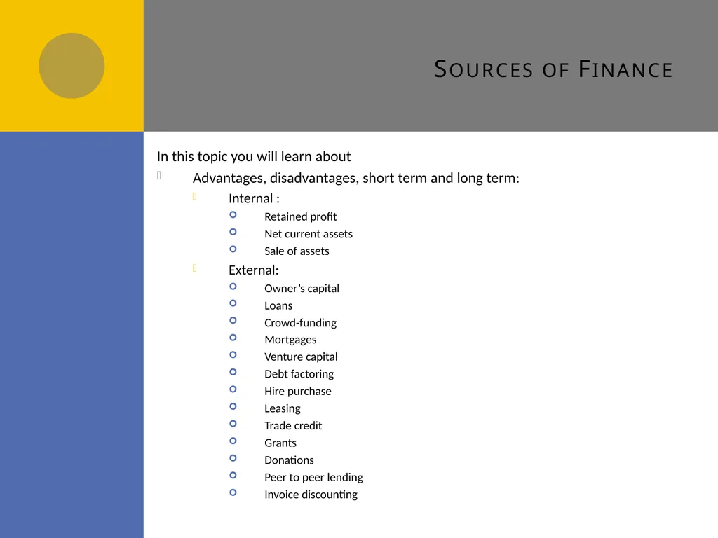 Sources of Finance D1 Sources of finance How many - slide 2 of 31