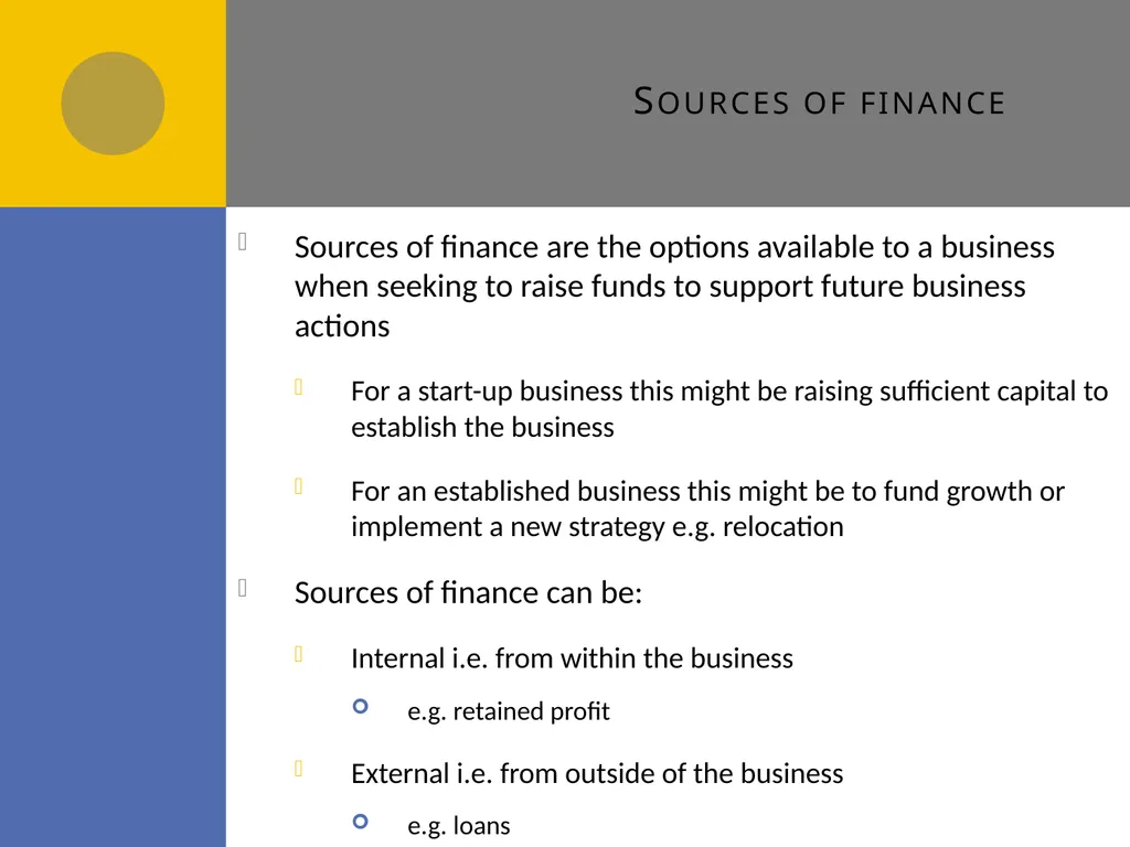 Sources of Finance D1 Sources of finance How many - slide 3 of 31