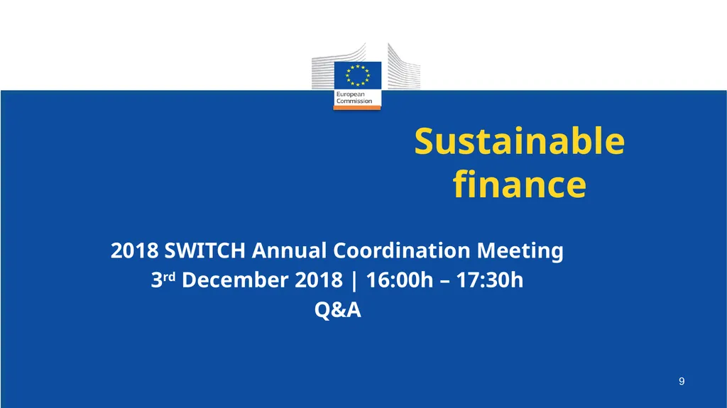 Sustainable finance EU Strategy on Sustainable - slide 9 of 13