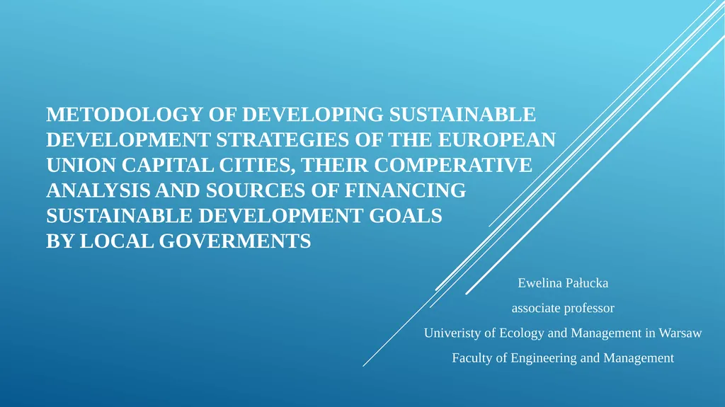 METODOLOGY OF DEVELOPING SUSTAINABLE DEVELOPMENT