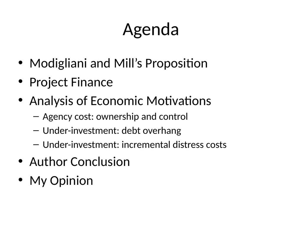 The Economic Motivations for Using Project Finance - slide 2 of 15