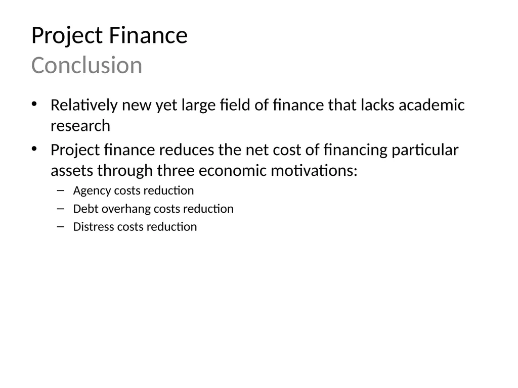 The Economic Motivations for Using Project Finance - slide 14 of 15