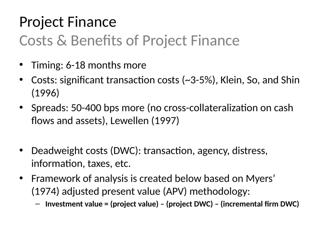 The Economic Motivations for Using Project Finance - slide 8 of 15