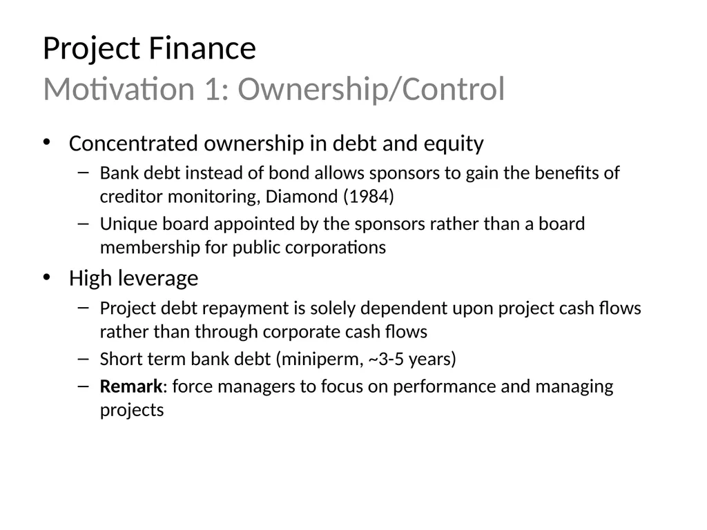 The Economic Motivations for Using Project Finance - slide 10 of 15