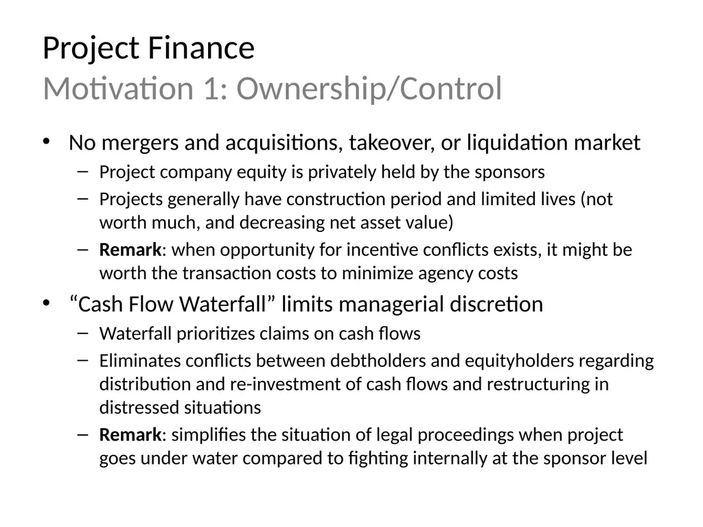 The Economic Motivations for Using Project Finance - slide 9 of 15