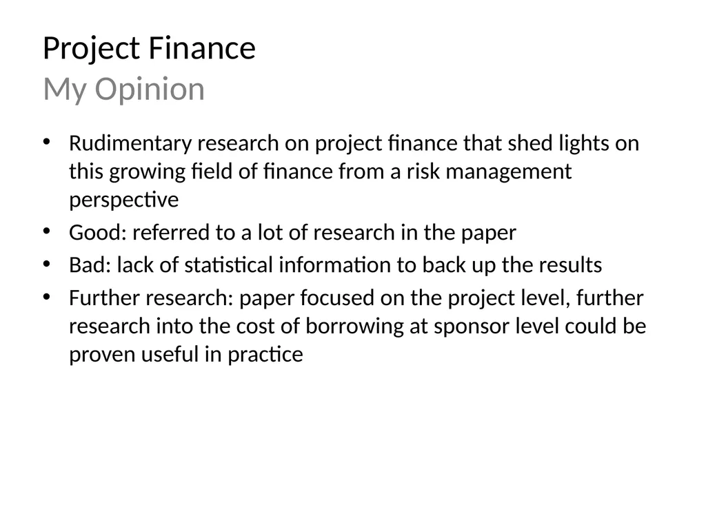 The Economic Motivations for Using Project Finance - slide 15 of 15