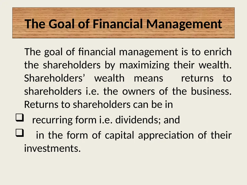 FINANCIAL MANAGEMENT An overview Subject: Commerce - slide 9 of 11