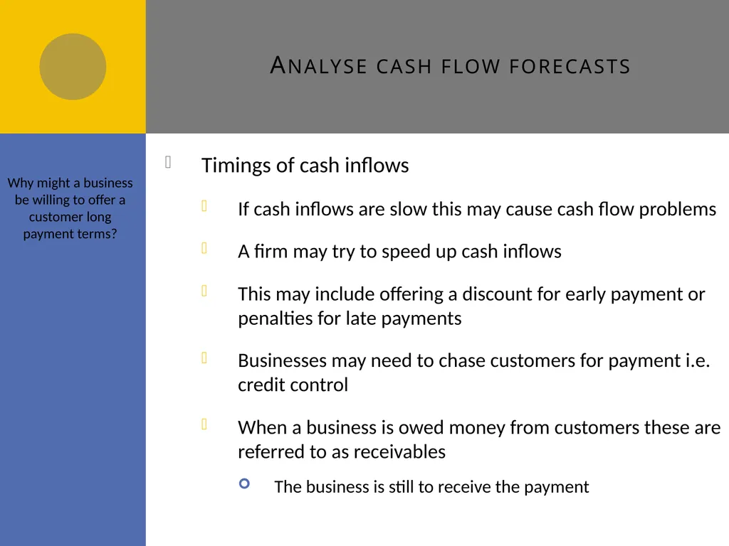 Cash flow forecasts E1 Cash flow forecasts Do you - slide 13 of 29