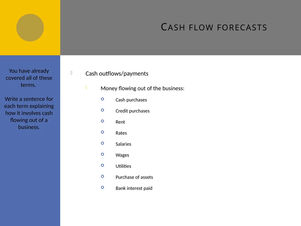 Cash flow forecasts E1 Cash flow forecasts Do you - slide 6 of 29