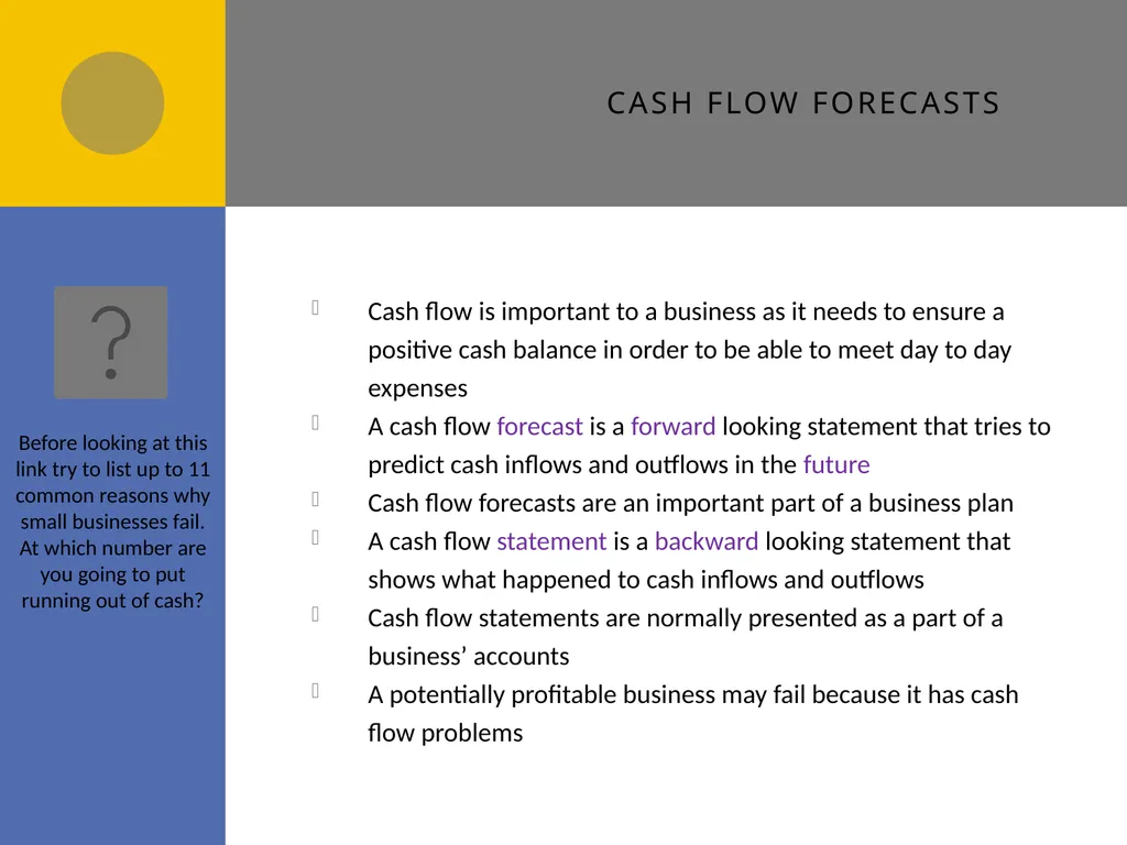 Cash flow forecasts E1 Cash flow forecasts Do you - slide 4 of 29