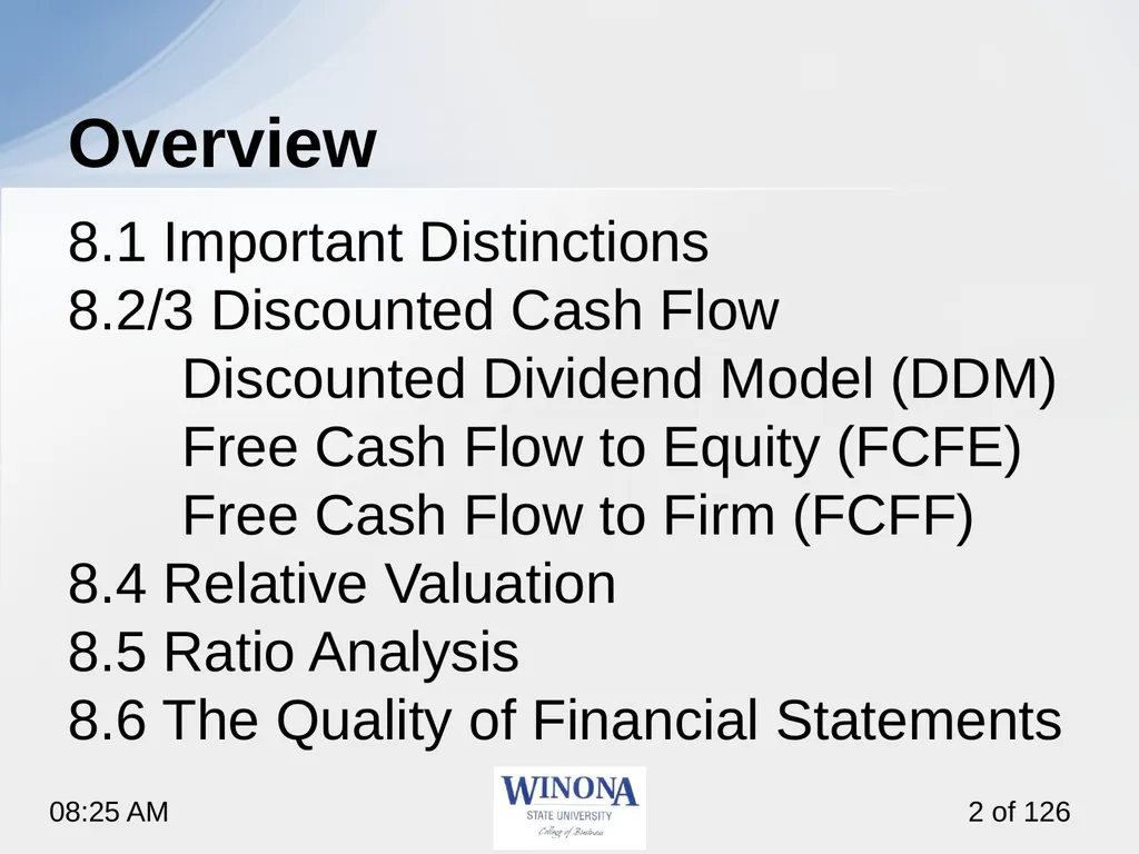 Topic 7: Equity Valuation Larry Schrenk, - slide 2 of 126