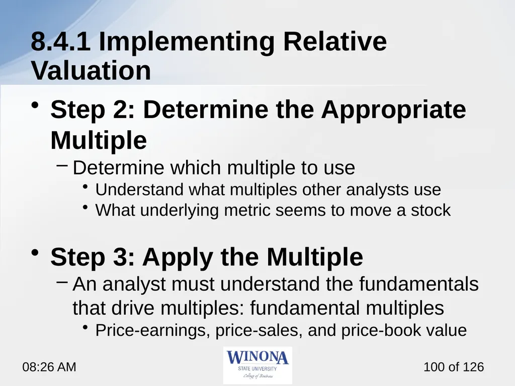 Topic 7: Equity Valuation Larry Schrenk, - slide 100 of 126