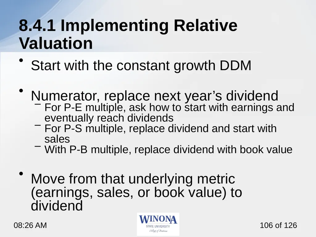 Topic 7: Equity Valuation Larry Schrenk, - slide 106 of 126