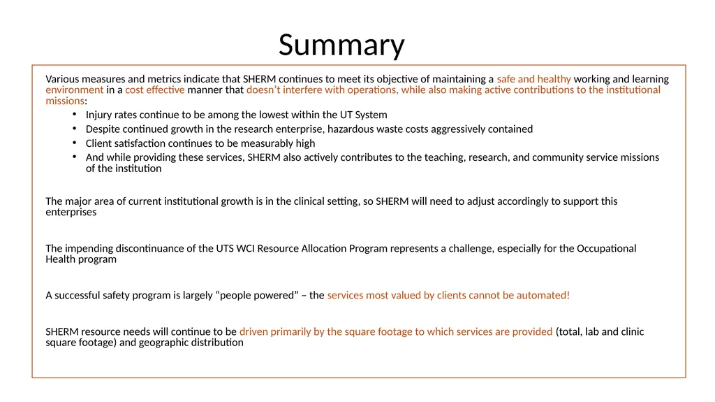 FY20 SHERM Metrics-Based Performance Summary Key - slide 45 of 46
