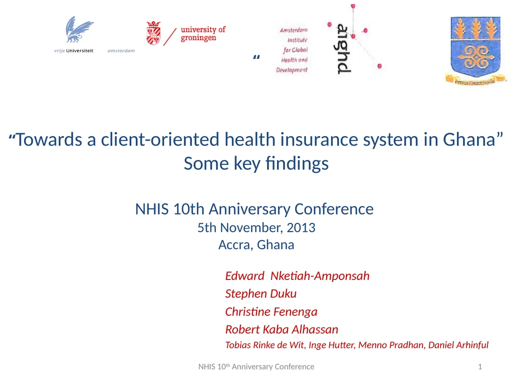 “ “Towards a client-oriented health insurance