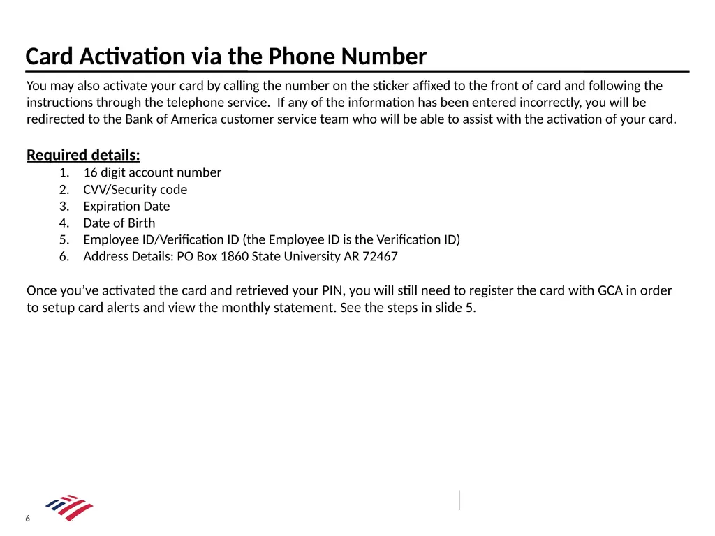 Purchase/Travel Program New Card Registration and - slide 6 of 18