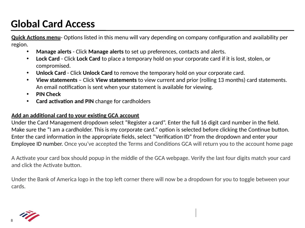 Purchase/Travel Program New Card Registration and - slide 8 of 18