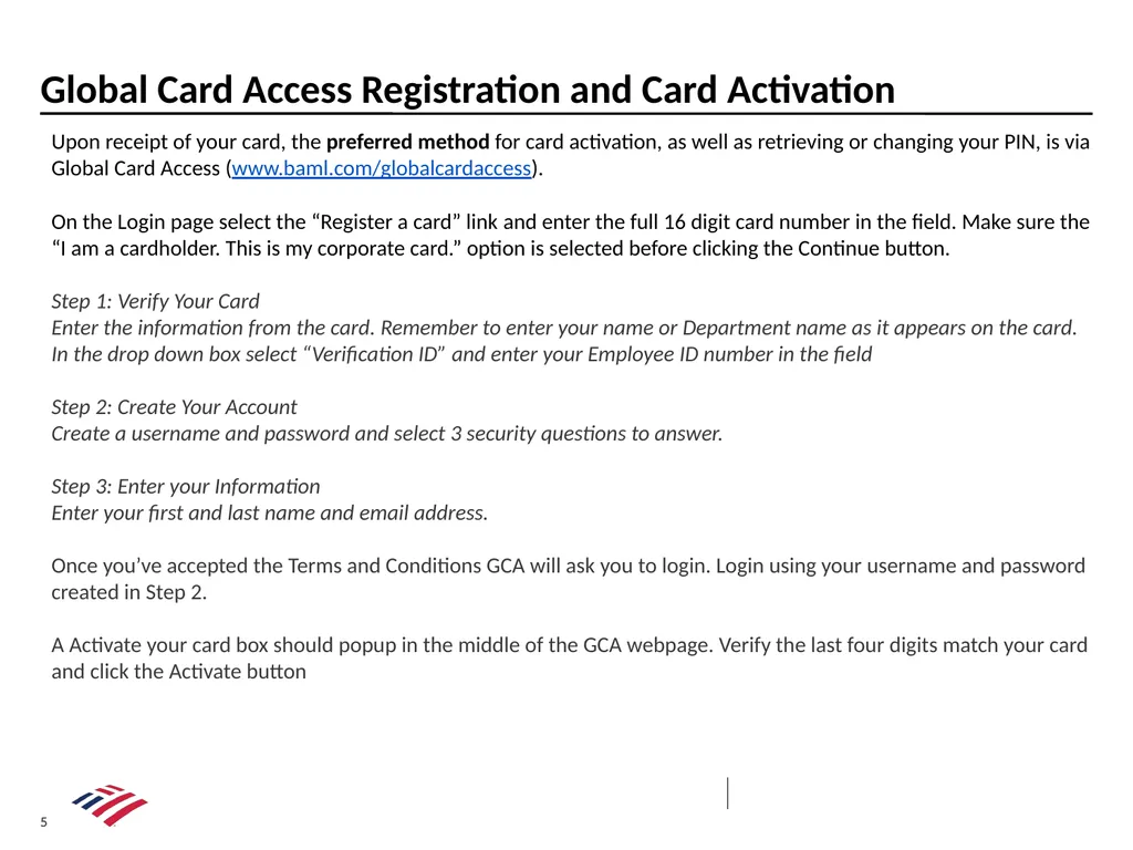 Purchase/Travel Program New Card Registration and - slide 5 of 18