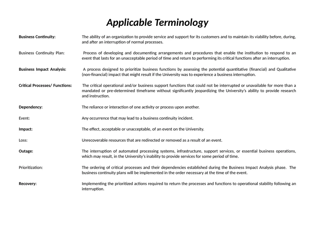 Business Continuity Planning Overview 1 The Need - slide 24 of 24