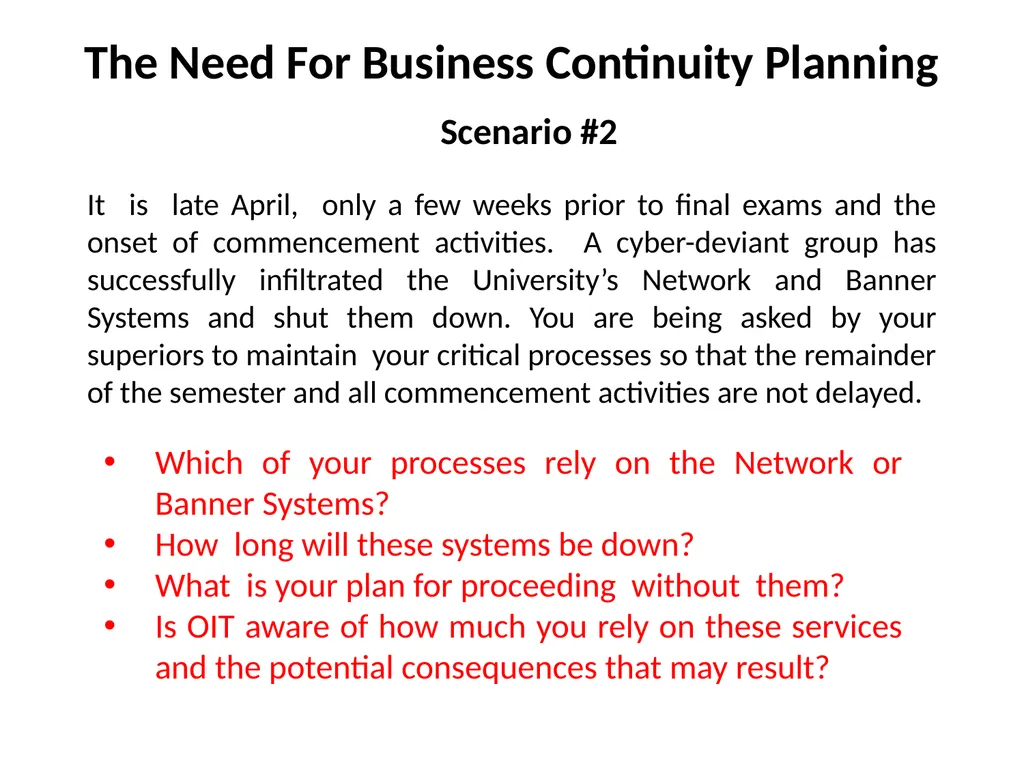 Business Continuity Planning Overview 1 The Need - slide 3 of 24