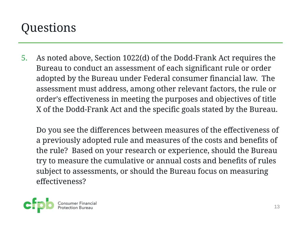 Cost-Benefit Analysis Prepared for presentation to - slide 13 of 13