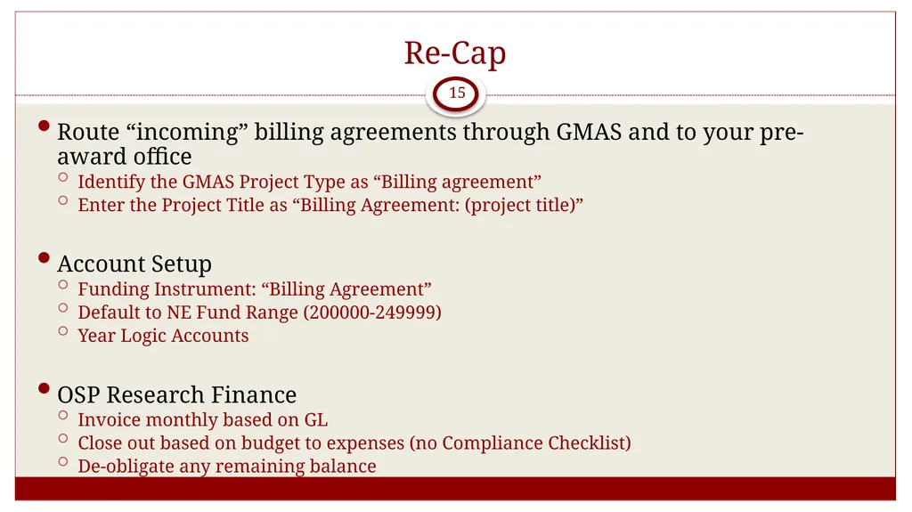 Overview: GMAS Billing agreements October 10, 2019 - slide 15 of 16