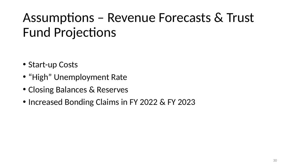 Financial Analysis & Trust Fund Forecasts in the - slide 30 of 35