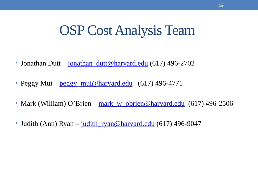 May 19, 2017 Office for Sponsored Programs Cost - slide 15 of 15