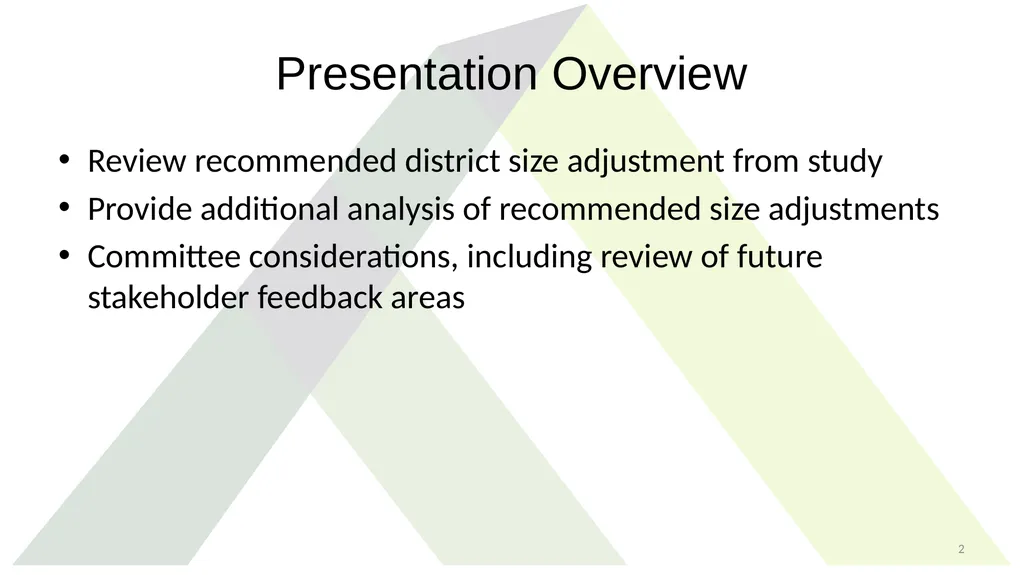 Study Recommendations: District Size Adjustment - slide 2 of 21
