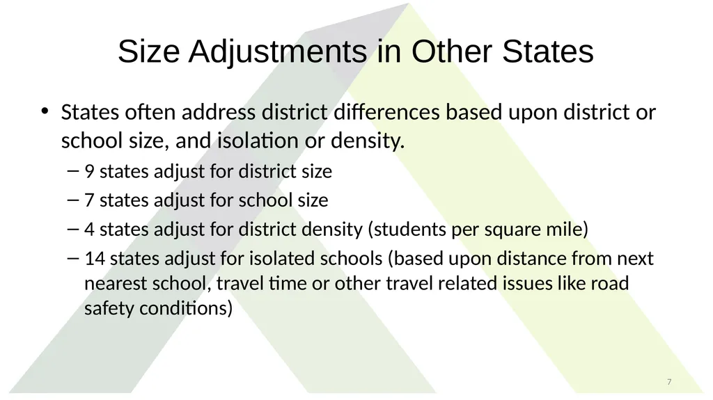 Study Recommendations: District Size Adjustment - slide 7 of 21