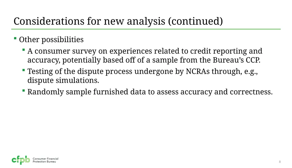 Accuracy in Credit Reporting Presentation for the - slide 8 of 10