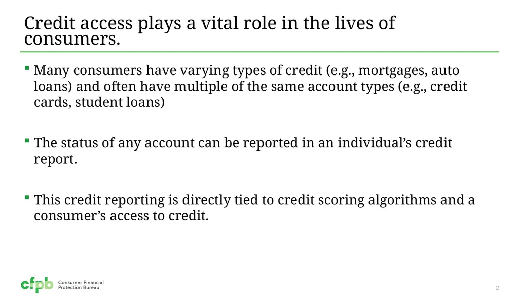 Accuracy in Credit Reporting Presentation for the - slide 2 of 10