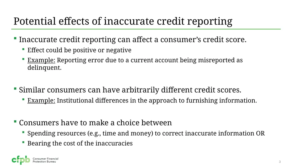Accuracy in Credit Reporting Presentation for the - slide 3 of 10