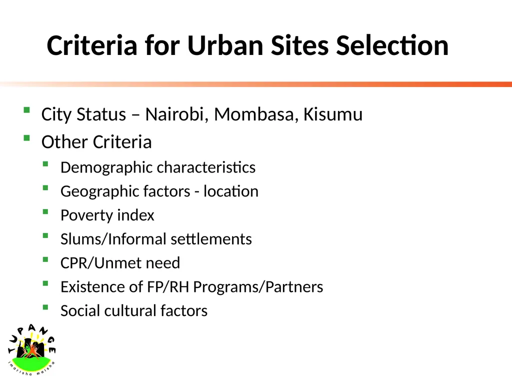 Tupange - The Kenya Urban Reproductive Health - slide 9 of 17