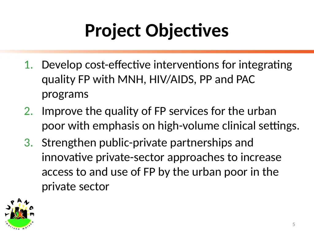 Tupange - The Kenya Urban Reproductive Health - slide 5 of 17