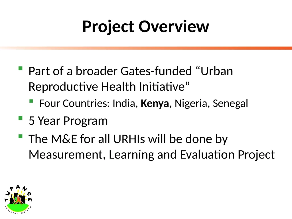 Tupange - The Kenya Urban Reproductive Health - slide 3 of 17