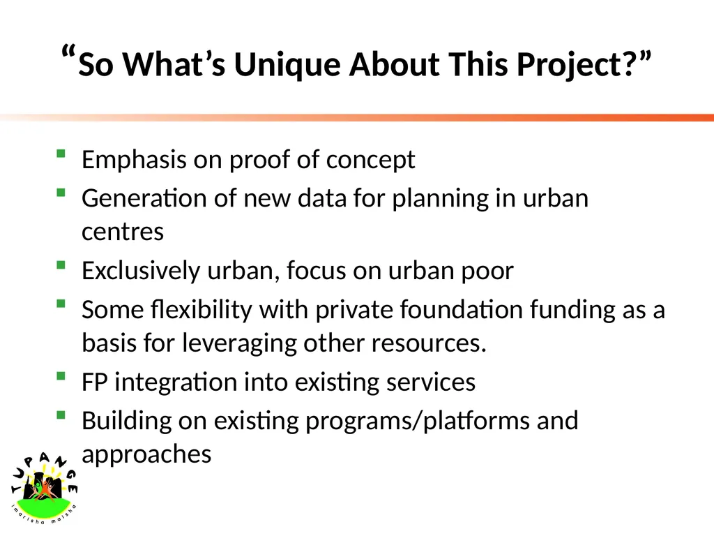 Tupange - The Kenya Urban Reproductive Health - slide 14 of 17