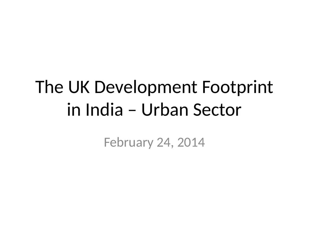The UK Development Footprint in India – Urban