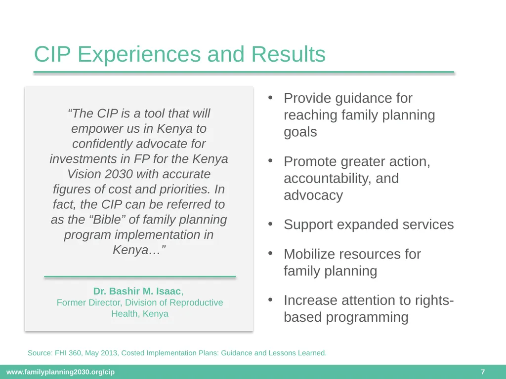 Costed Implementation Plan Resource Kit Date: - slide 7 of 16
