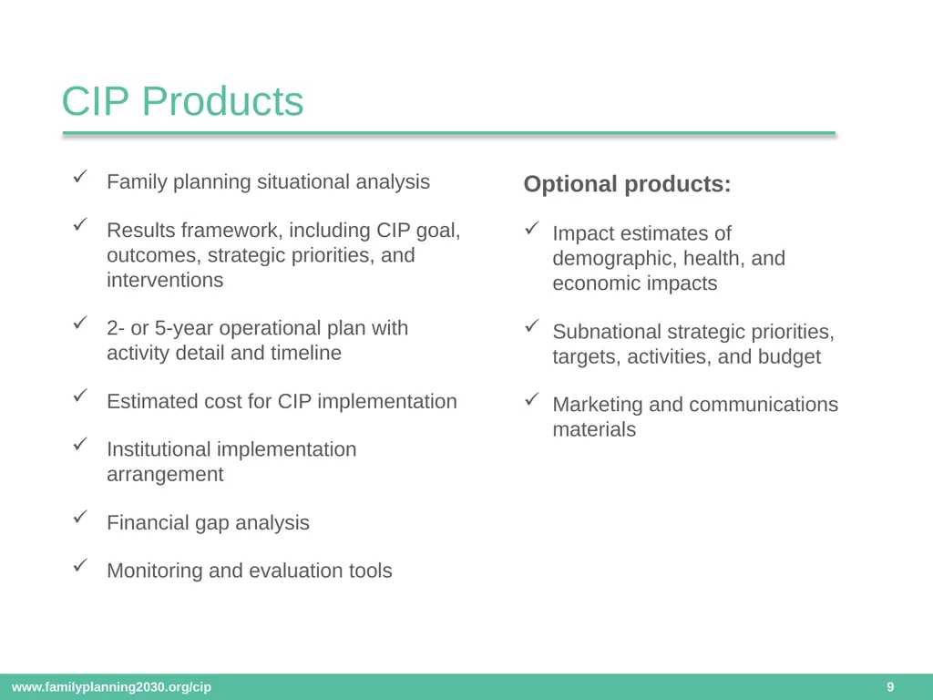 Costed Implementation Plan Resource Kit Date: - slide 9 of 16