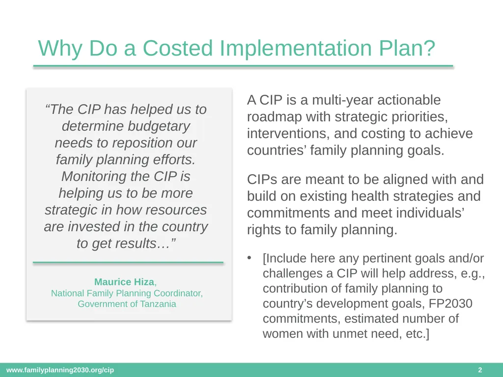 Costed Implementation Plan Resource Kit Date: - slide 2 of 16