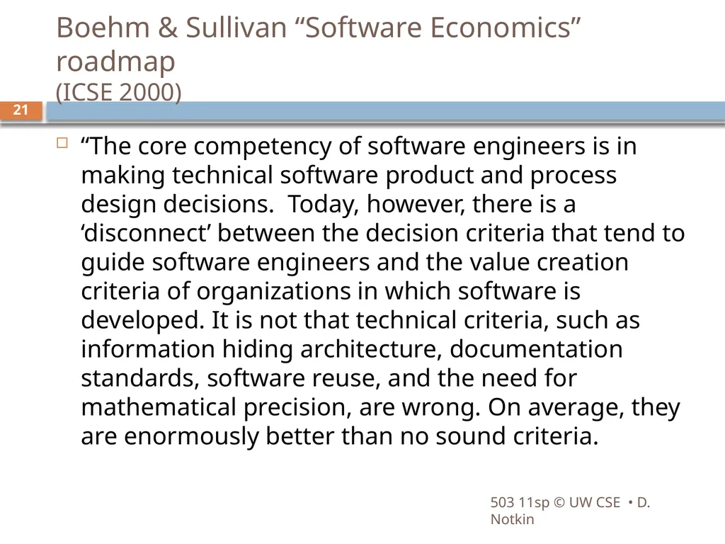 CSE503: Software Engineering Research approaches, - slide 21 of 42