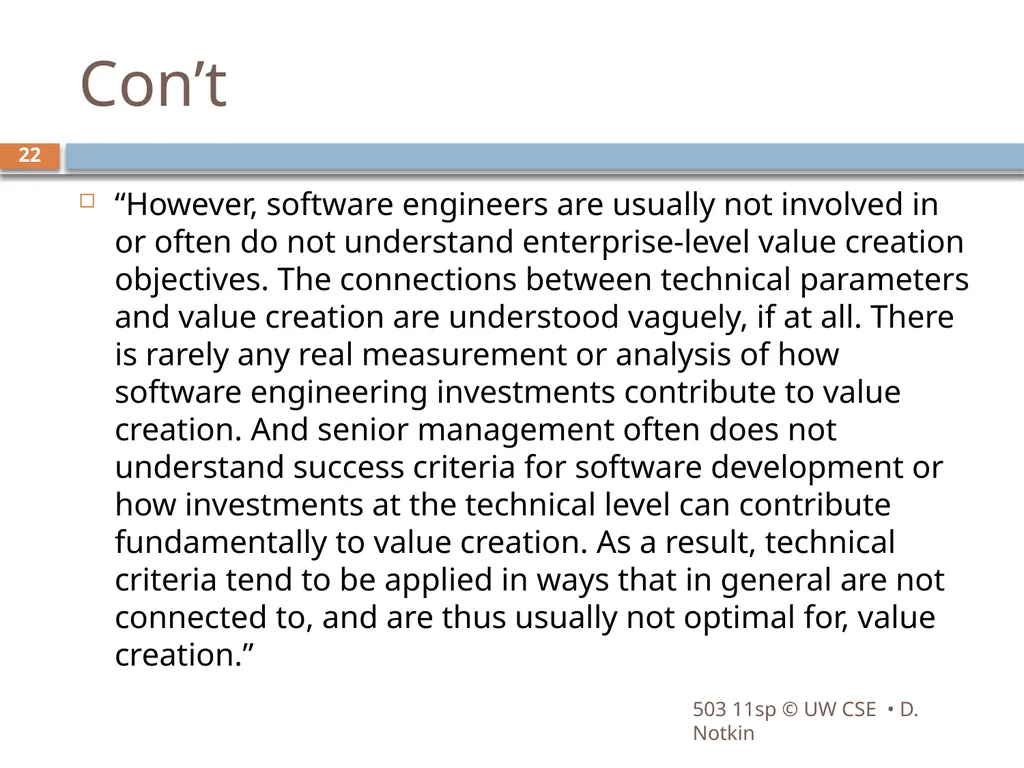 CSE503: Software Engineering Research approaches, - slide 22 of 42