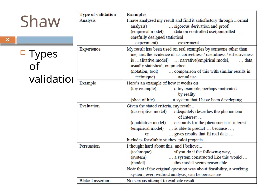 CSE503: Software Engineering Research approaches, - slide 8 of 42