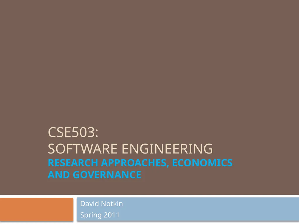 CSE503: Software Engineering Research approaches,